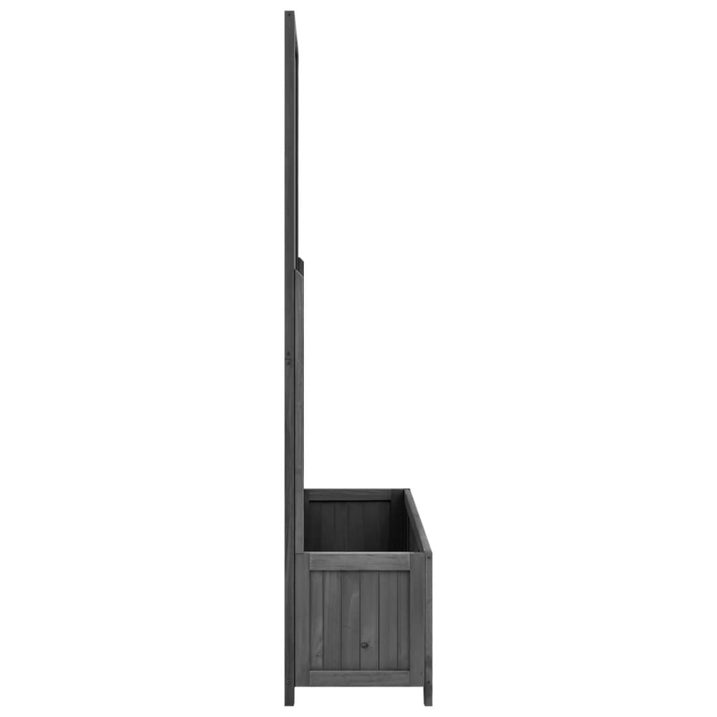 Vrtna sadilica s rešetkom crna 70x30x135 cm od masivne jelovine