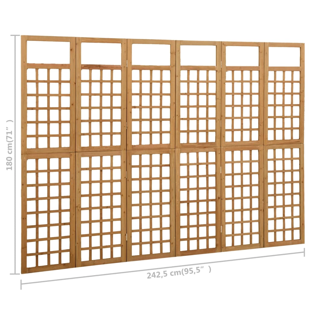 Sobna pregrada / rešetka sa 6 panela od jelovine 242,5 x 180 cm