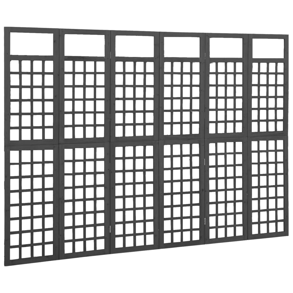Sobna pregrada / rešetka sa 6 panela jelovina 242,5x180 cm crna