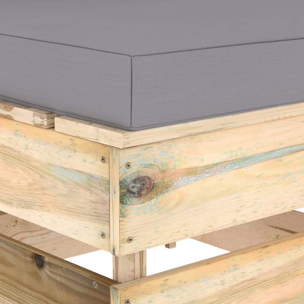 Modularna srednja sofa s jastucima od zeleno impregniranog drva