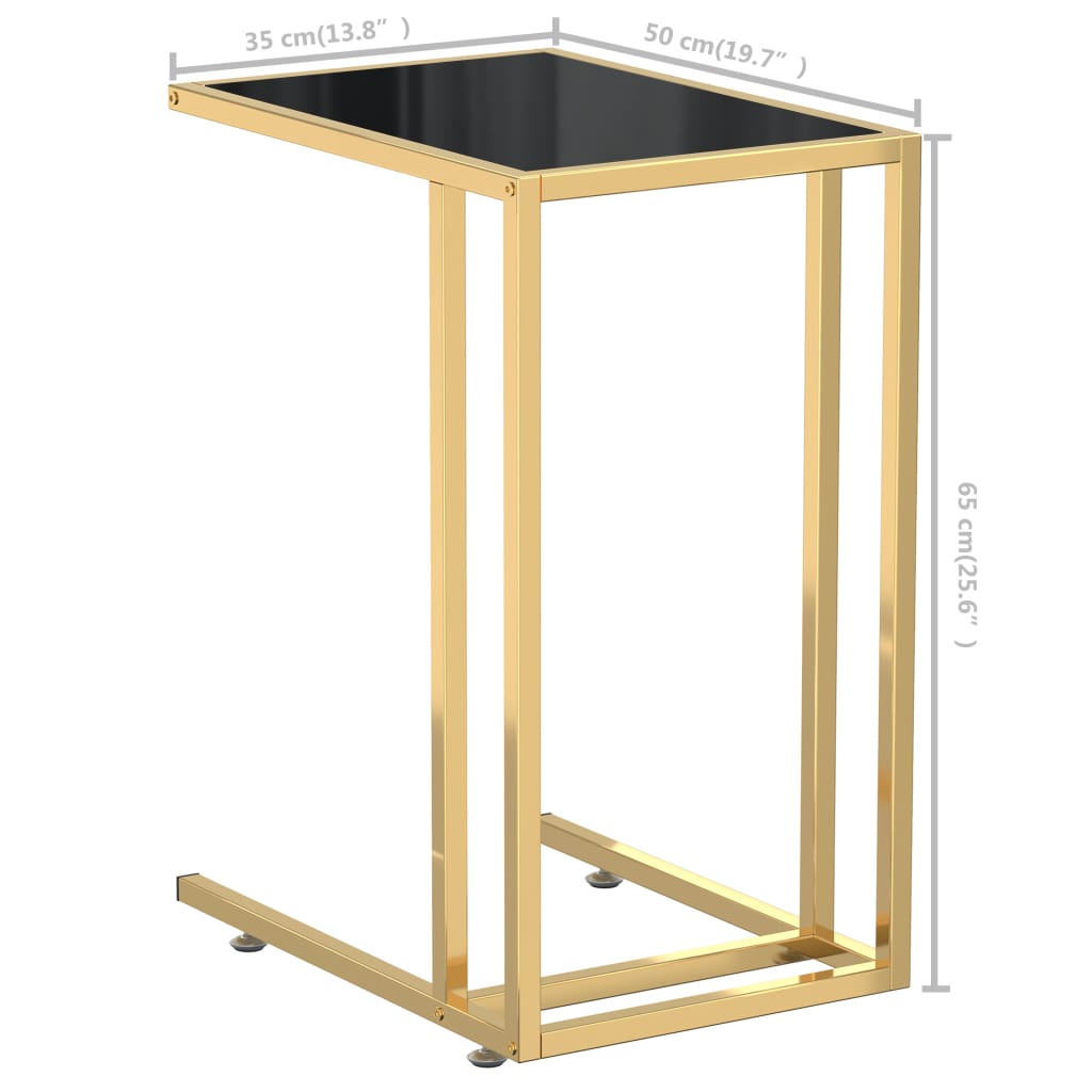 Bočni stolić za računalo crni 50x35x65 cm od kaljenog stakla