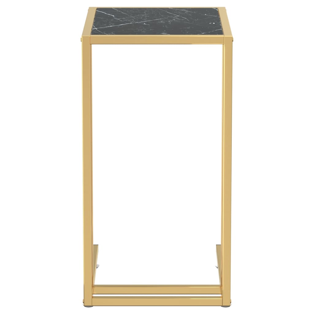 Bočni stolić za računalo crni mramor 50x35x65 cm kaljeno staklo