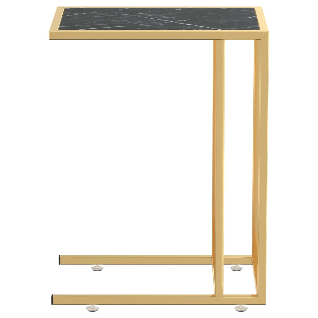 Bočni stolić za računalo crni mramor 50x35x65 cm kaljeno staklo