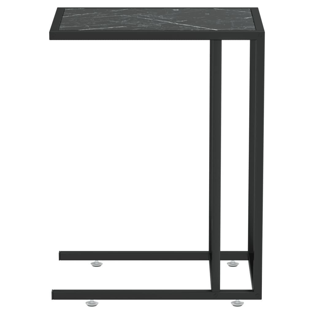 Bočni stolić za računalo crni mramor 50x35x65 cm kaljeno staklo