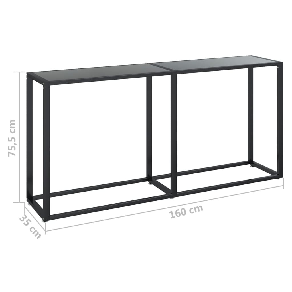 Konzolni stol crni 160 x 35 x 75,5 cm od kaljenog stakla