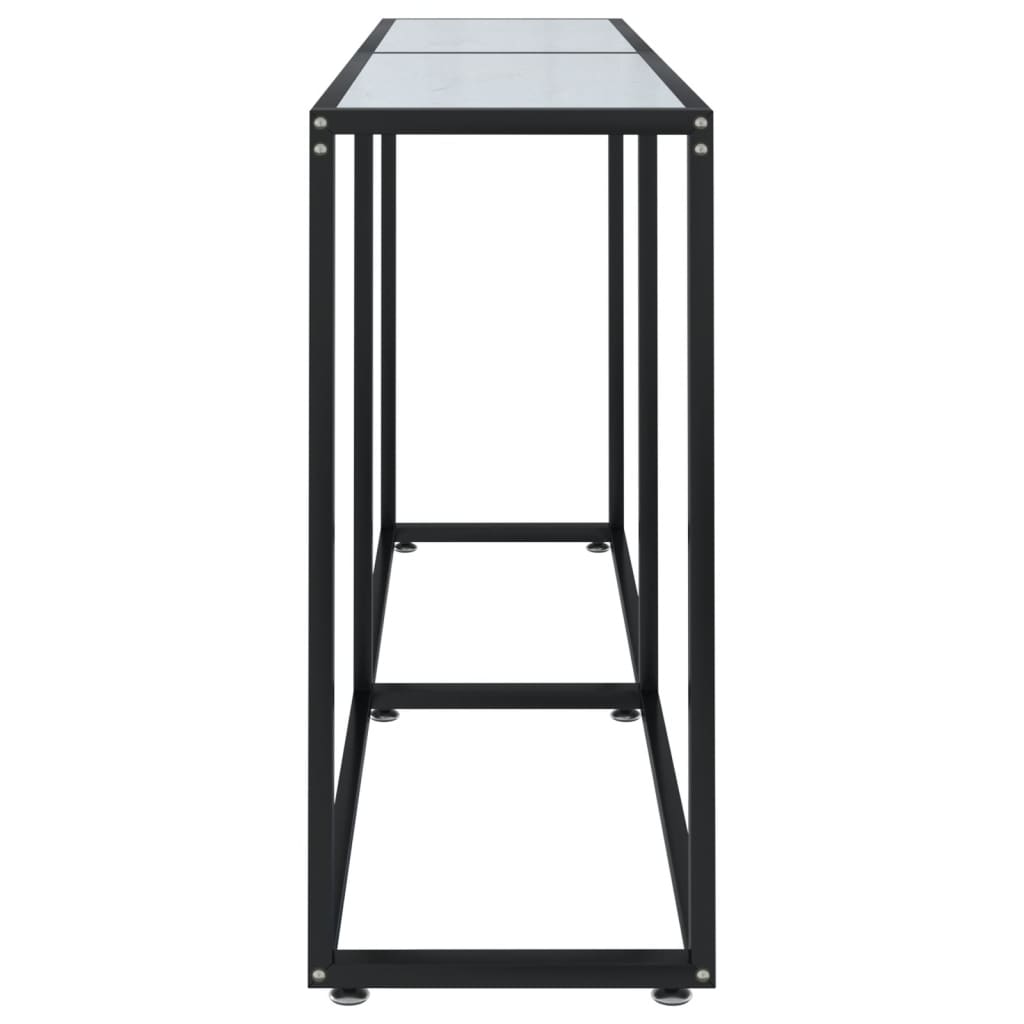 Konzolni stol boja bijeli mramor 160x35x75,5 cm kaljeno staklo
