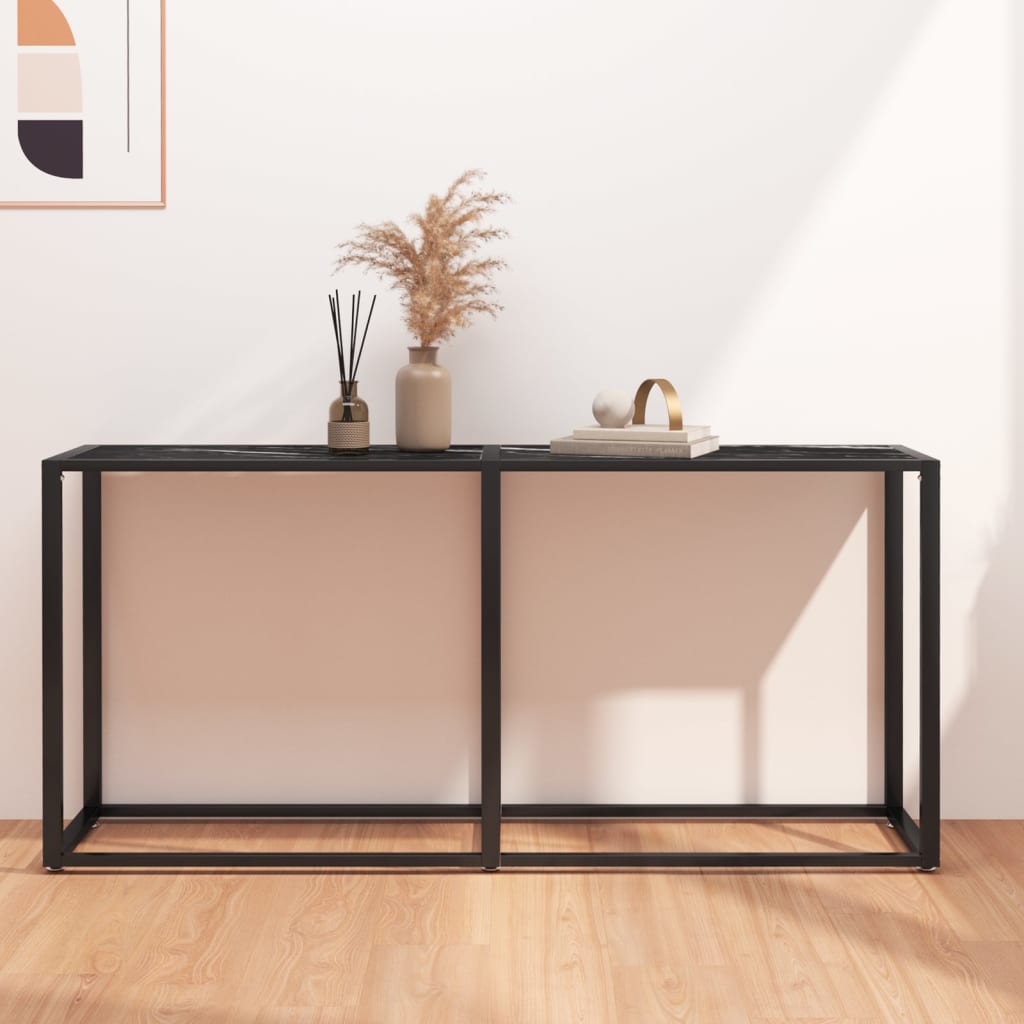 Konzolni stol boja crnog mramora 160x35x75,5 cm kaljeno staklo
