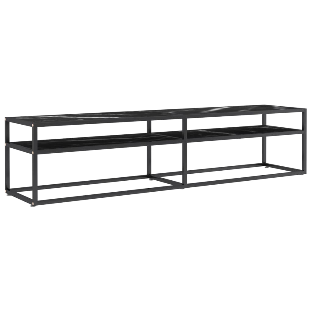 TV ormarić boja crnog mramora 180x40x40,5 cm od kaljenog stakla