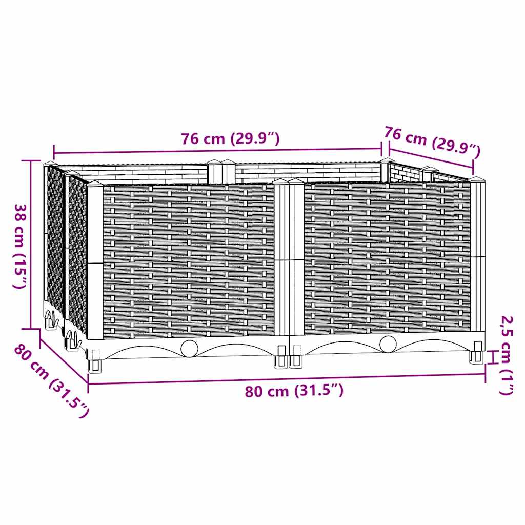 Povišena gredica 80 x 80 x 38 cm od polipropilena