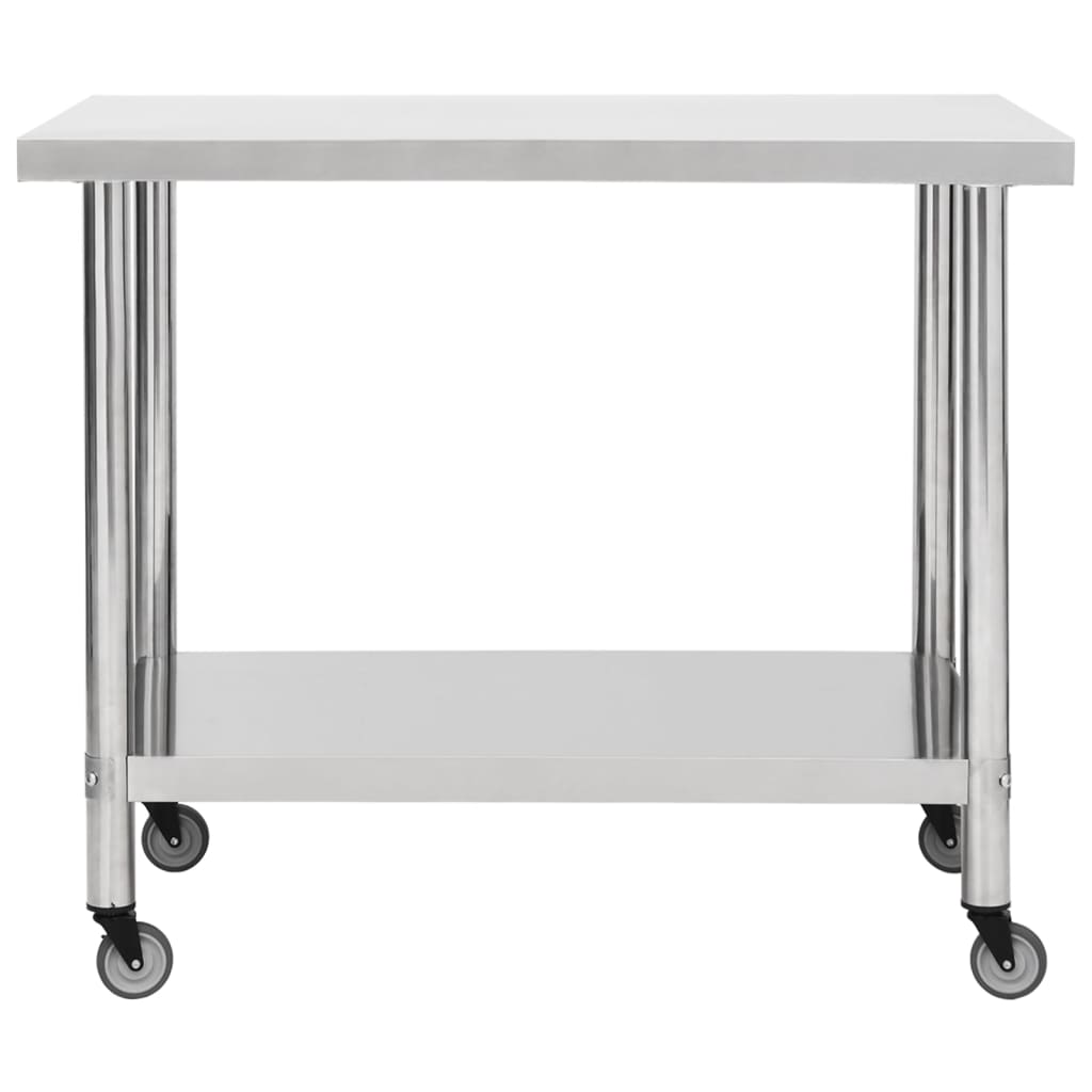 Kuhinjski radni stol s kotačima 100x45x85 cm nehrđajući čelik