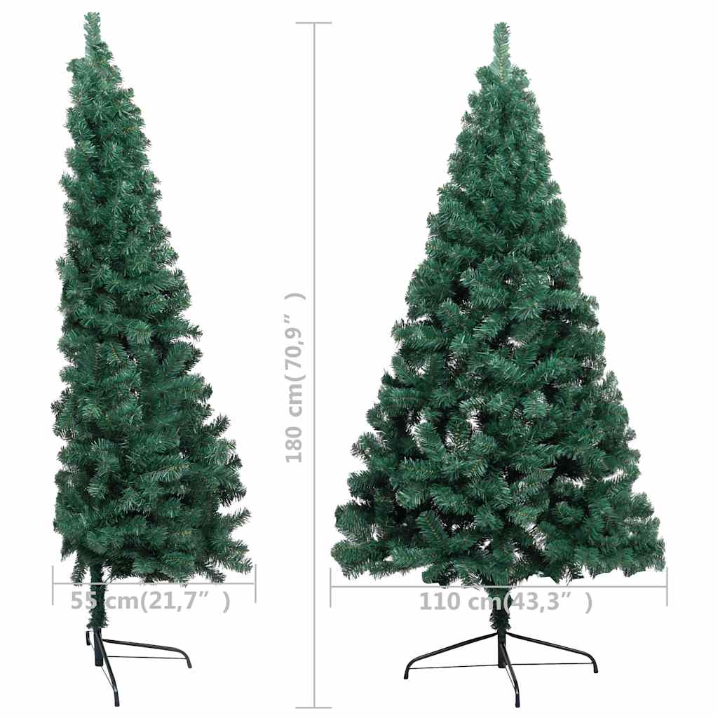 Umjetna osvijetljena polovica božićnog drvca zelena 180 cm