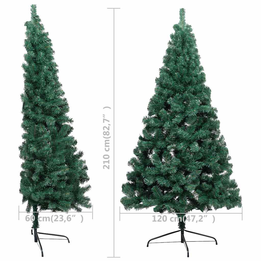 Umjetna osvijetljena polovica božićnog drvca zelena 210 cm
