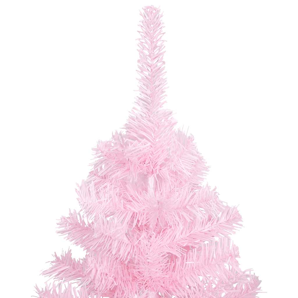 Umjetno osvijetljeno božićno drvce s kuglicama rozo 120 cm PVC