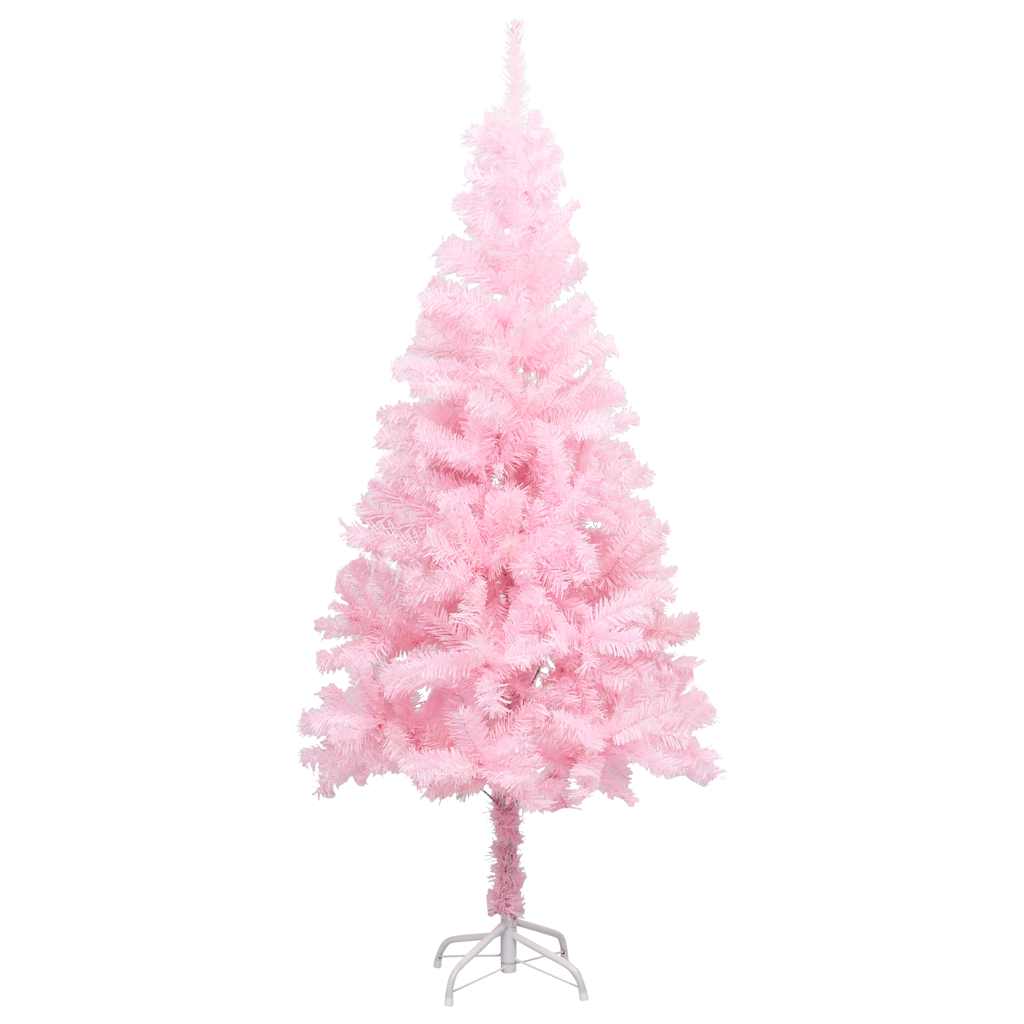 Umjetno osvijetljeno božićno drvce s kuglicama rozo 150 cm PVC