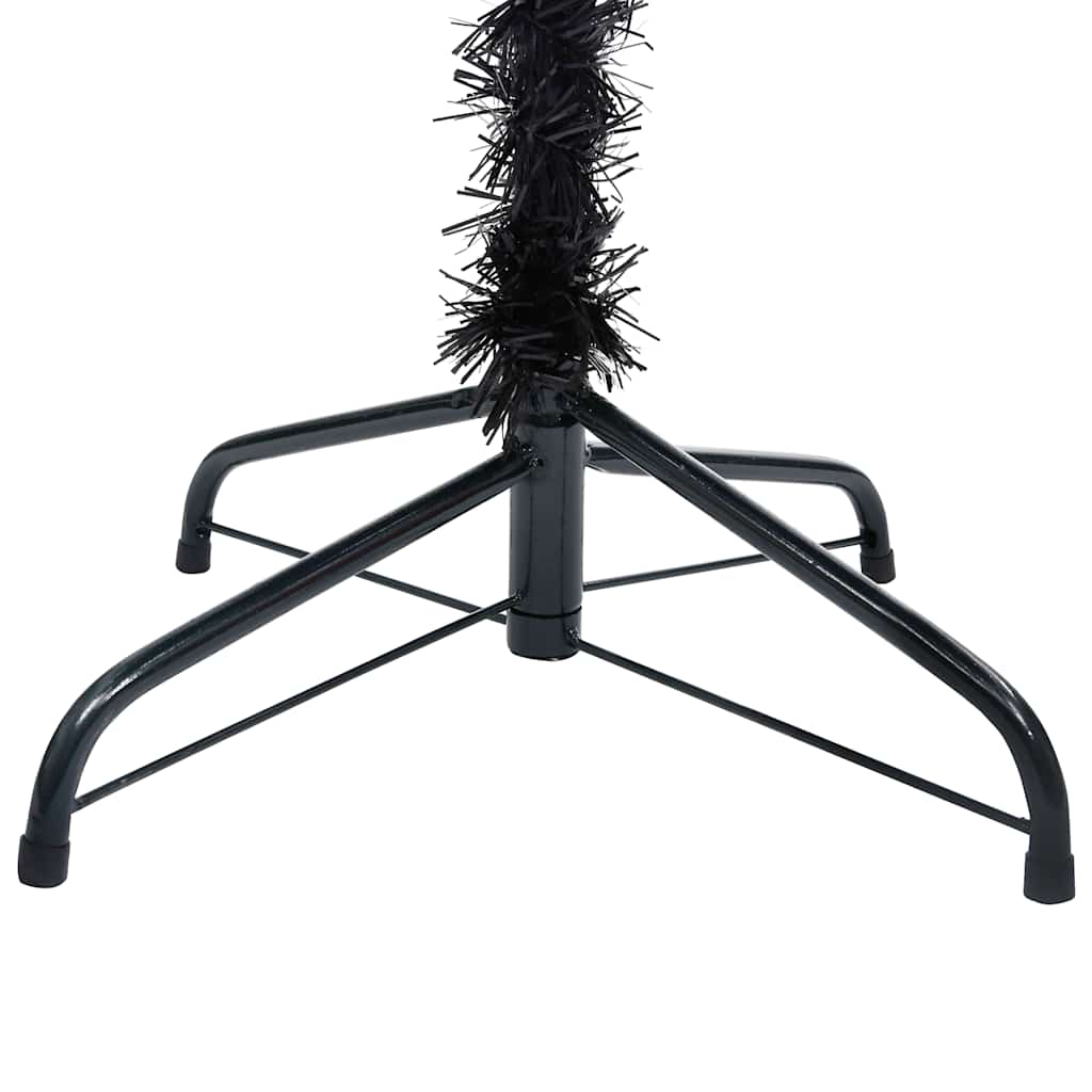 Umjetno osvijetljeno božićno drvce s kuglicama crno 120 cm PVC