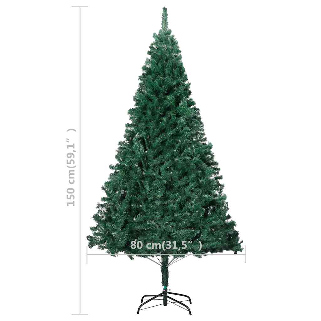 Umjetno osvijetljeno božićno drvce s kuglicama zeleno 150cm PVC