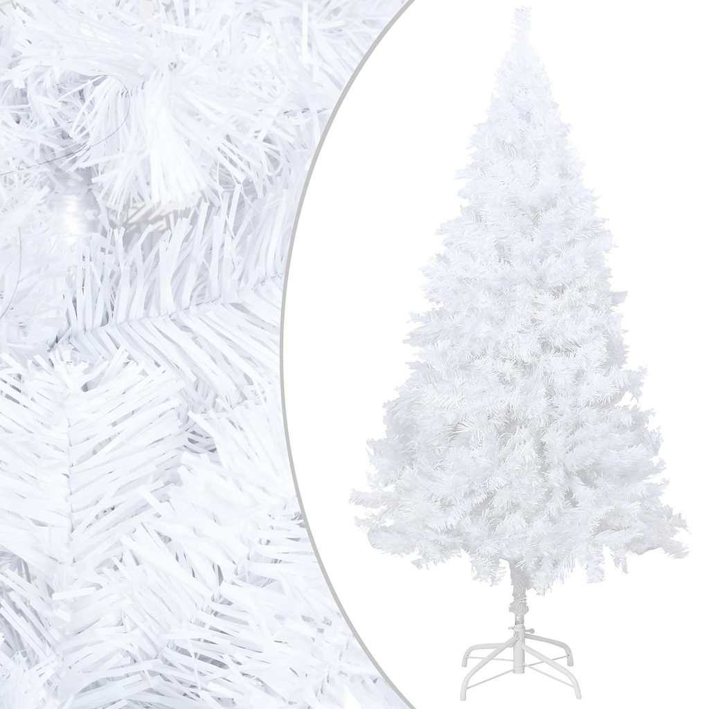 Umjetno osvijetljeno božićno drvce s kuglicama bijelo 120cm PVC