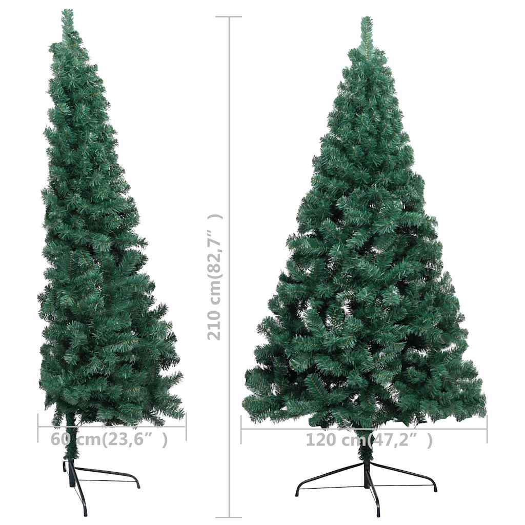 Umjetna osvijetljena polovica božićnog drvca zelena 210 cm
