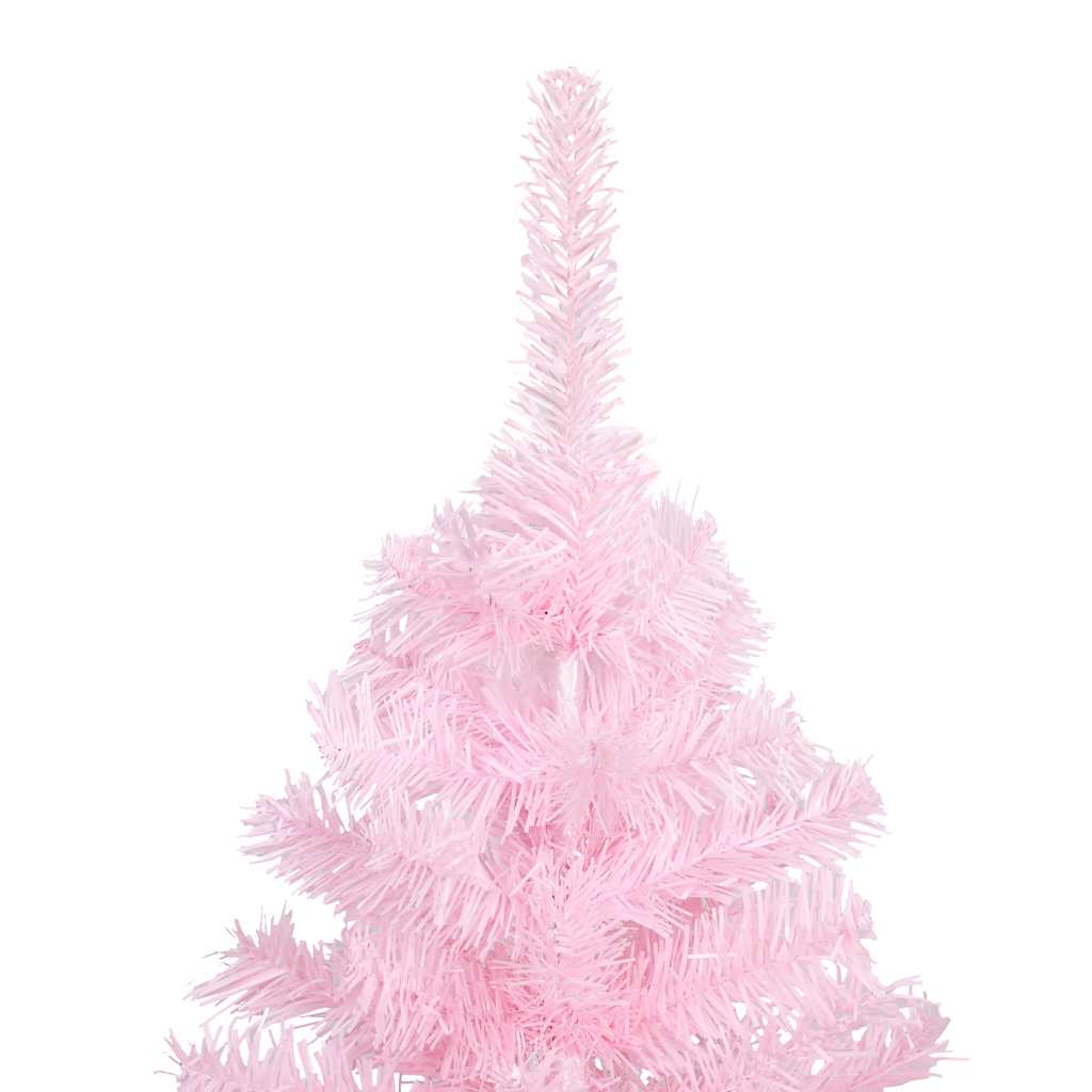 Umjetno osvijetljeno božićno drvce s kuglicama rozo 150 cm PVC