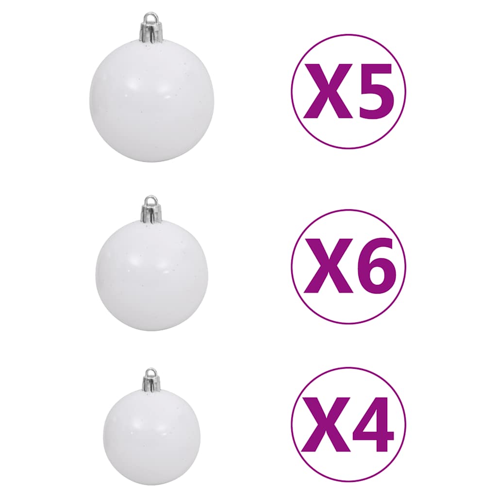 Umjetno osvijetljeno božićno drvce s kuglicama rozo 150 cm PVC