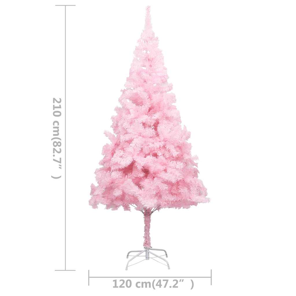 Umjetno osvijetljeno božićno drvce s kuglicama rozo 210 cm PVC