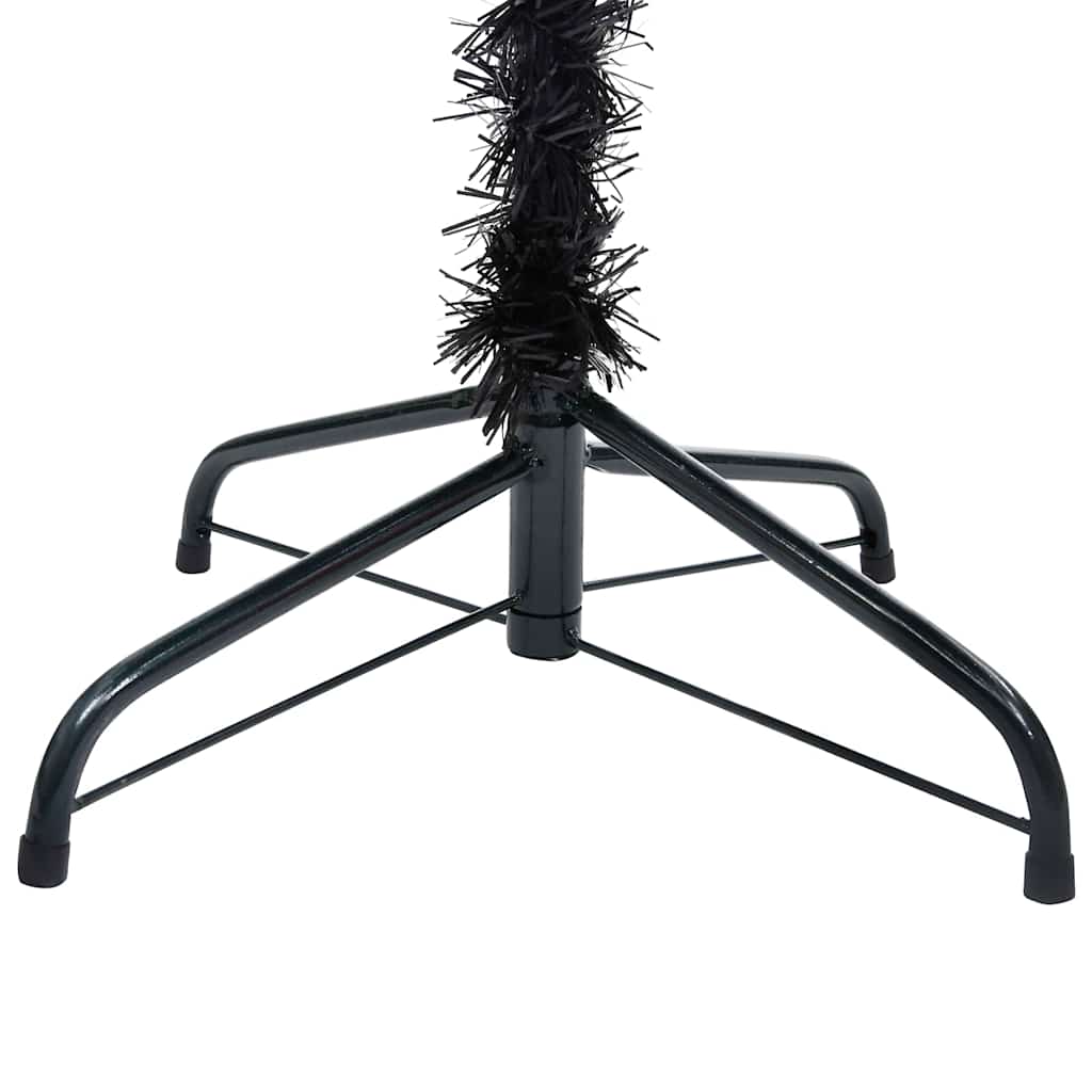 Umjetno osvijetljeno božićno drvce s kuglicama crno 120 cm PVC