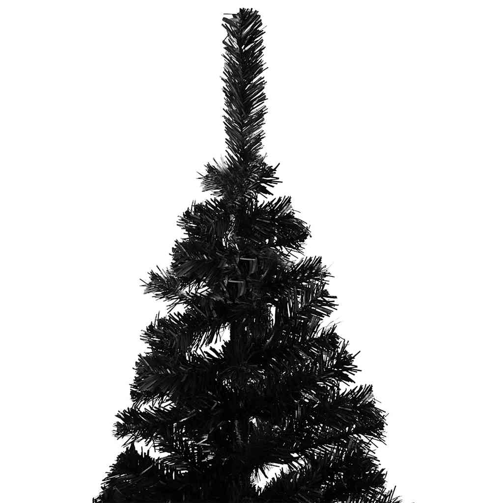 Umjetno osvijetljeno božićno drvce s kuglicama crno 120 cm PVC