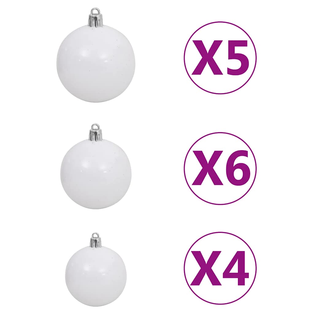 Umjetno osvijetljeno božićno drvce s kuglicama crno 120 cm PVC