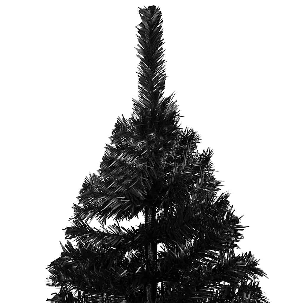 Umjetno osvijetljeno božićno drvce s kuglicama crno 240 cm PVC