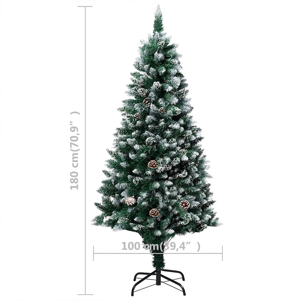 Umjetna božićna jelka s LED svjetlima i setom kuglica i češerima 180 cm