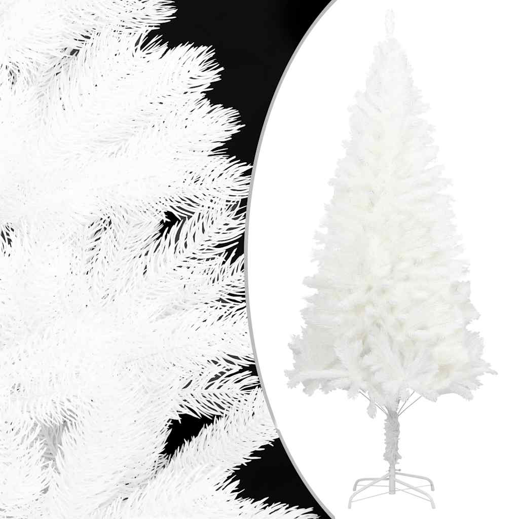 Umjetno osvijetljeno božićno drvce s kuglicama bijelo 120 cm