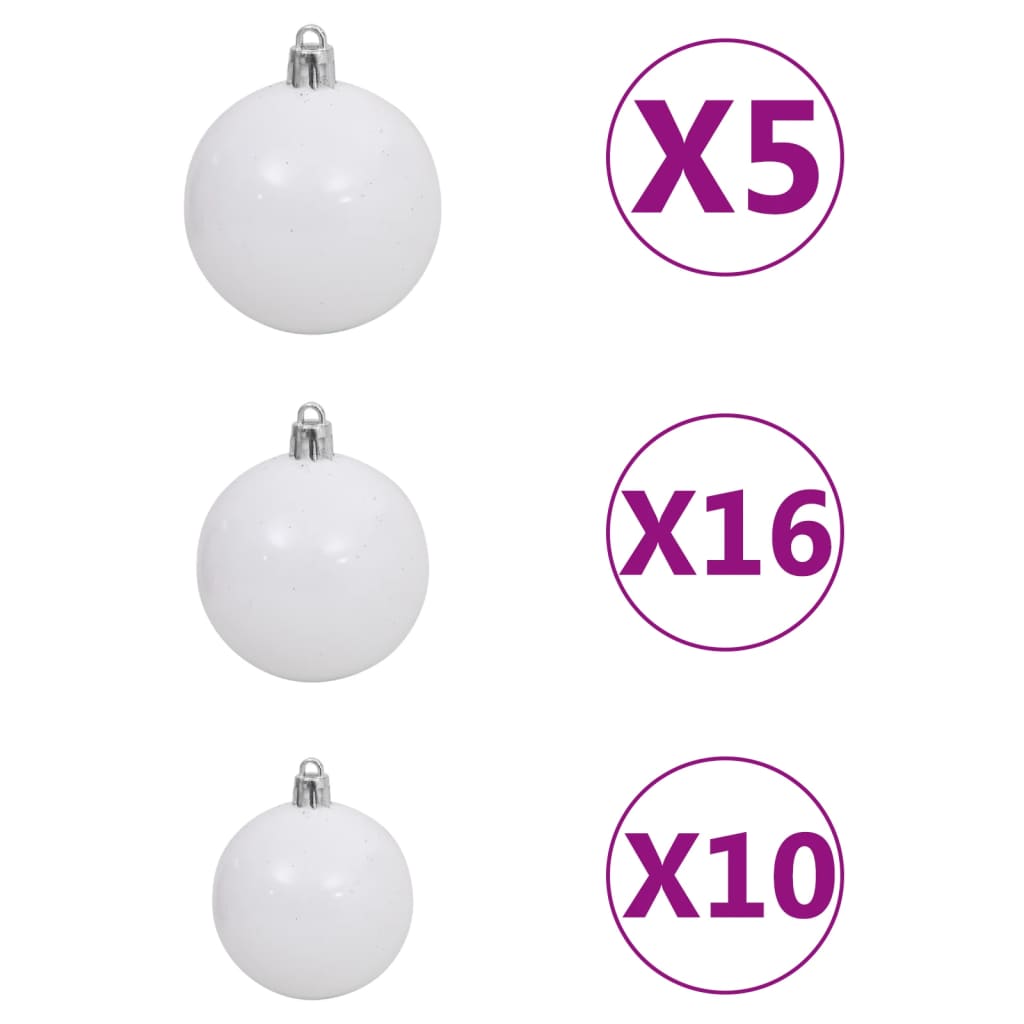 Umjetno osvijetljeno božićno drvce s kuglicama bijelo 240 cm