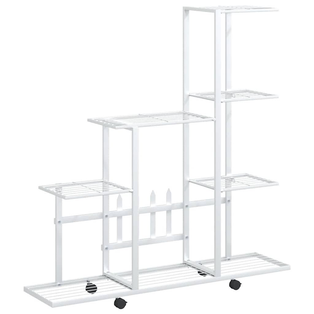 Stalak za cvijeće s kotačima 94,5 x 25 x 92,5 cm bijeli metalni
