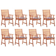 Vrtne blagovaonske stolice s jastucima 8 kom od bagremovog drva