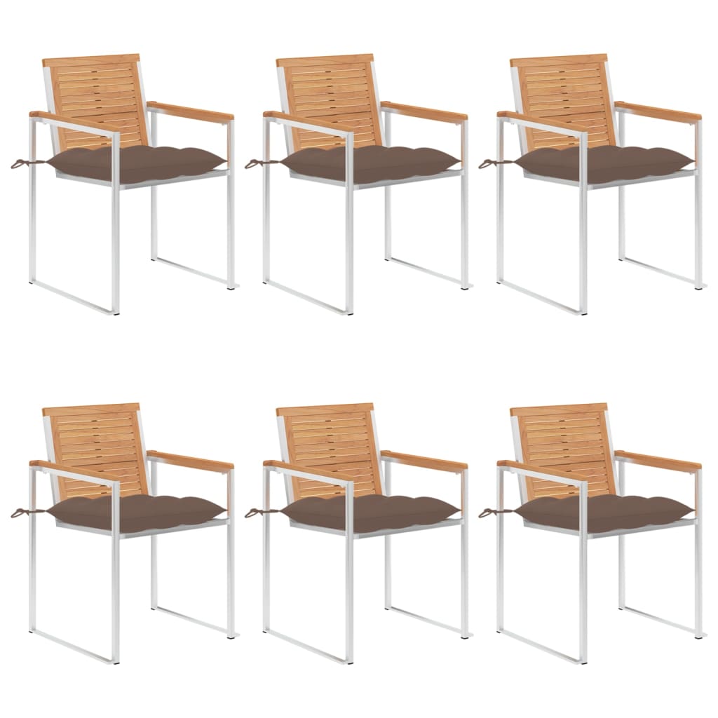 Vrtne stolice s jastucima 6 kom od masivne tikovine