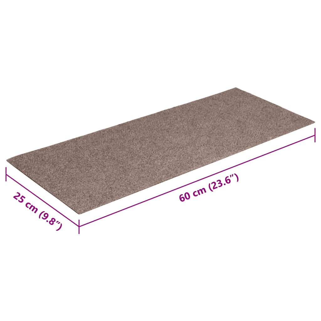 Prostirke za stepenice samoljepljive 15 kom 60x25 cm svijetlosmeđe pravokutne