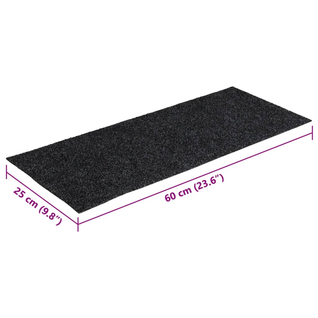 Prostirke za stepenice samoljepljive 15 kom 60x25 cm tamnosive pravokutne