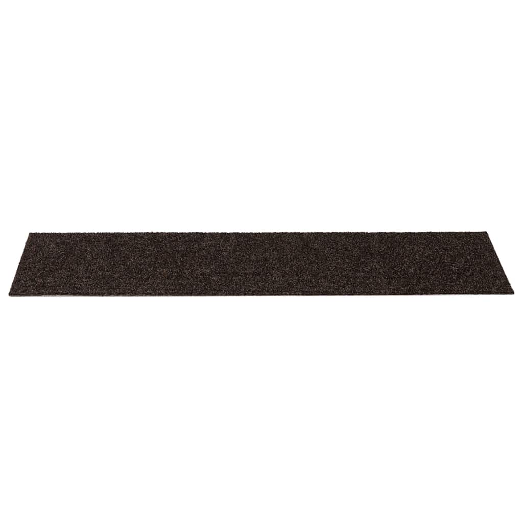Prostirke za stepenice samoljepljive 15 kom 76x20 cm tamnosmeđe pravokutne