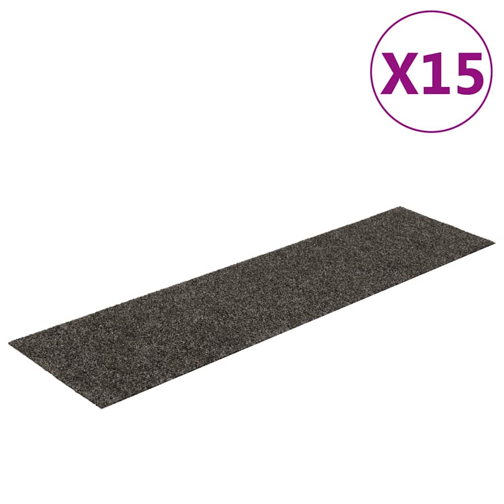 Prostirke za stepenice samoljepljive 15 kom 76x20 cm antracit pravokutne