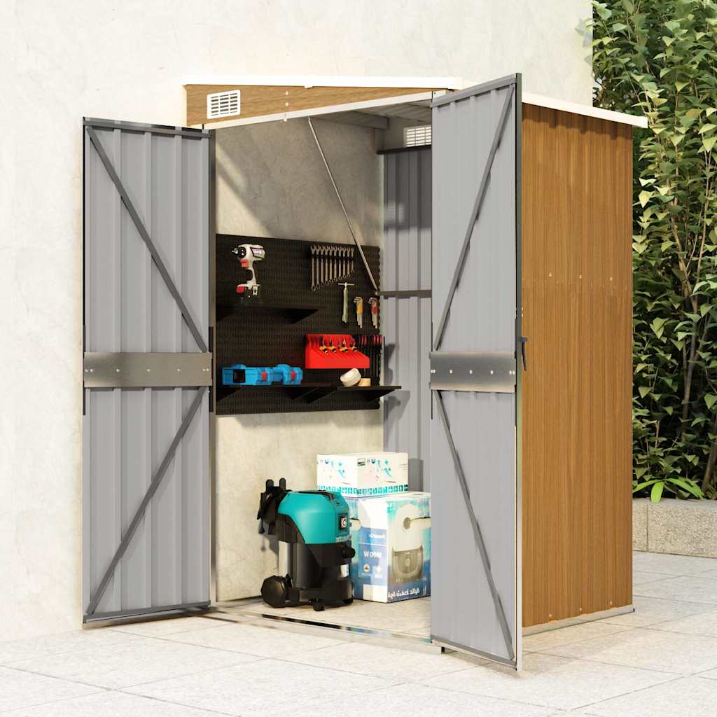 Zidno vrtno spremište smeđe 118 x 100 x 178 cm pocinčani čelik
