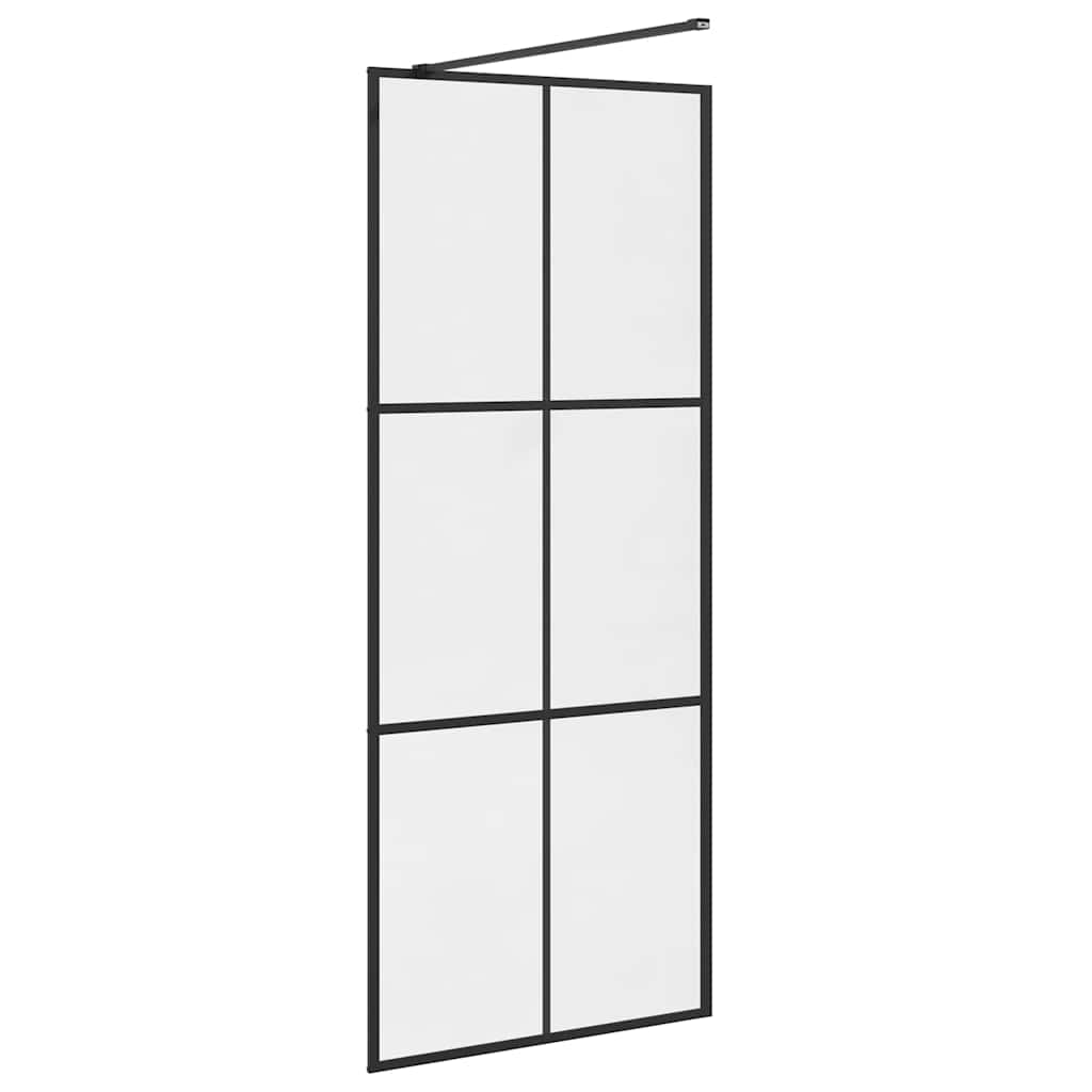Pregrada za tuširanje s prozirnim staklom ESG 80 x 195 cm crna