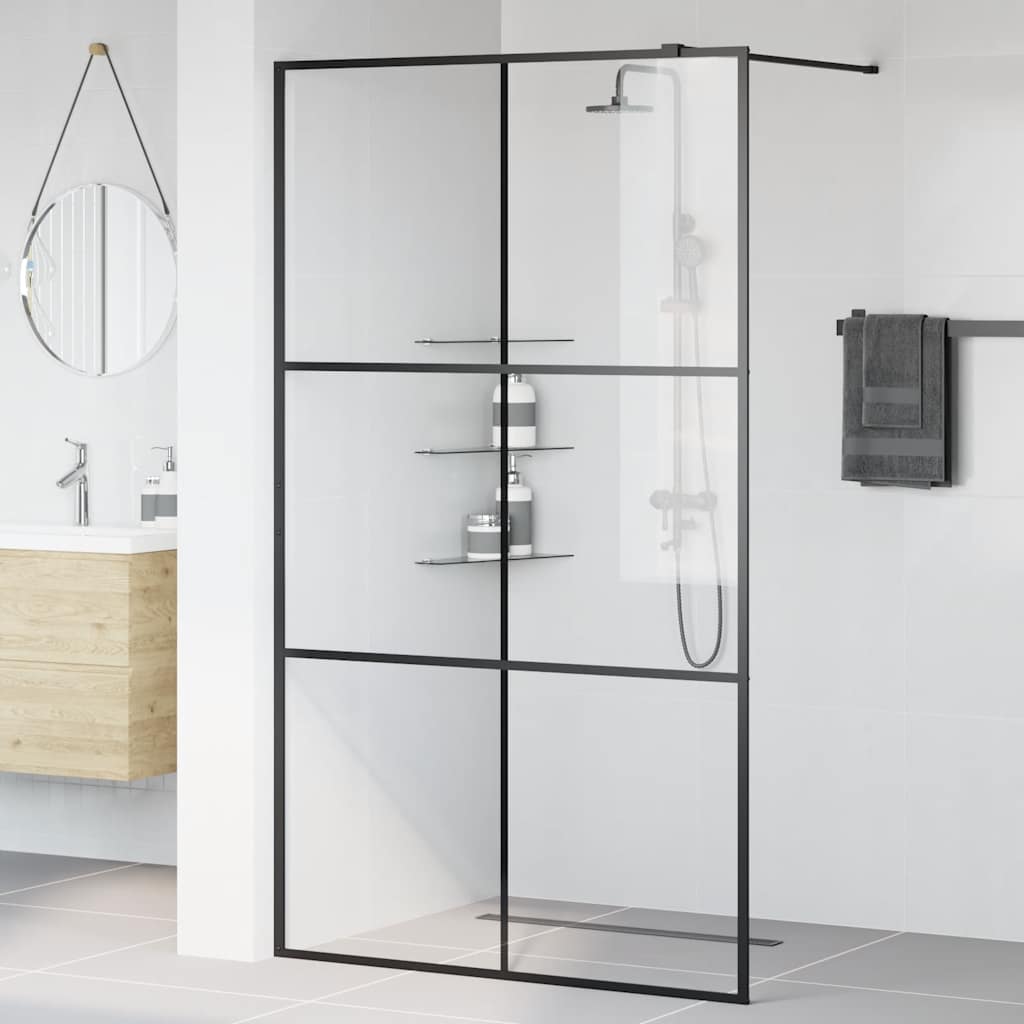 Pregrada za tuširanje s prozirnim staklom ESG 115 x 195 cm crna