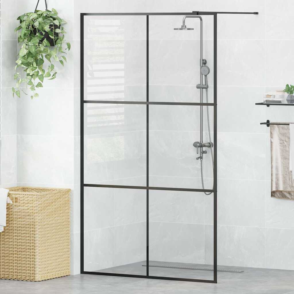 Pregrada za tuširanje s prozirnim staklom ESG 115 x 195 cm crna