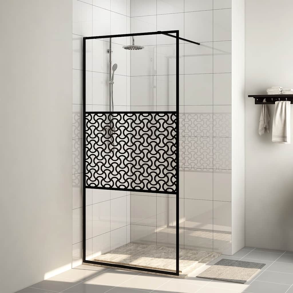 Pregrada za tuširanje s prozirnim staklom ESG 80 x 195 cm crna