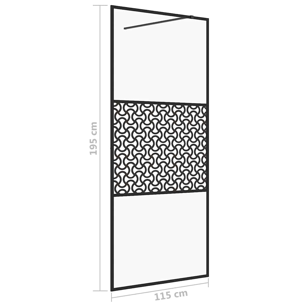 Pregrada za tuširanje s prozirnim staklom ESG 115 x 195 cm crna