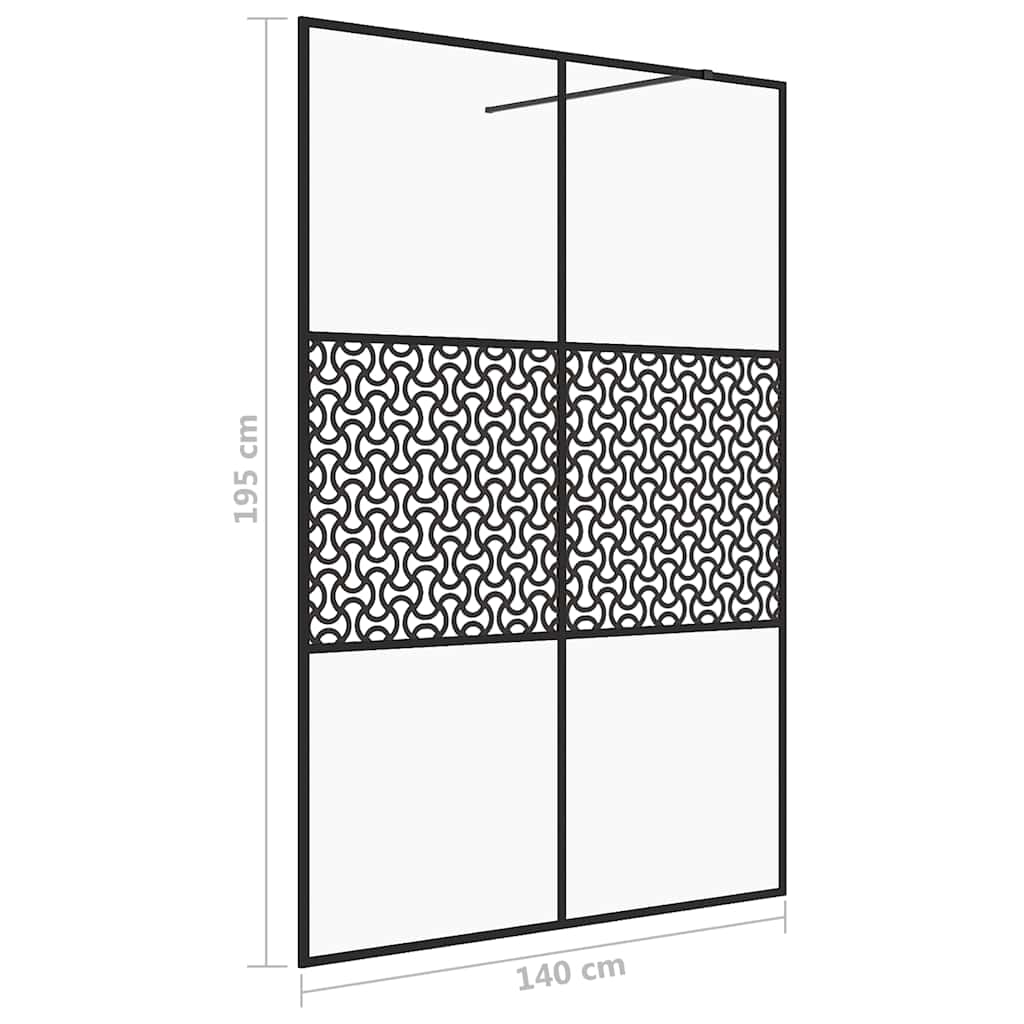 Pregrada za tuširanje s prozirnim staklom ESG 140 x 195 cm crna