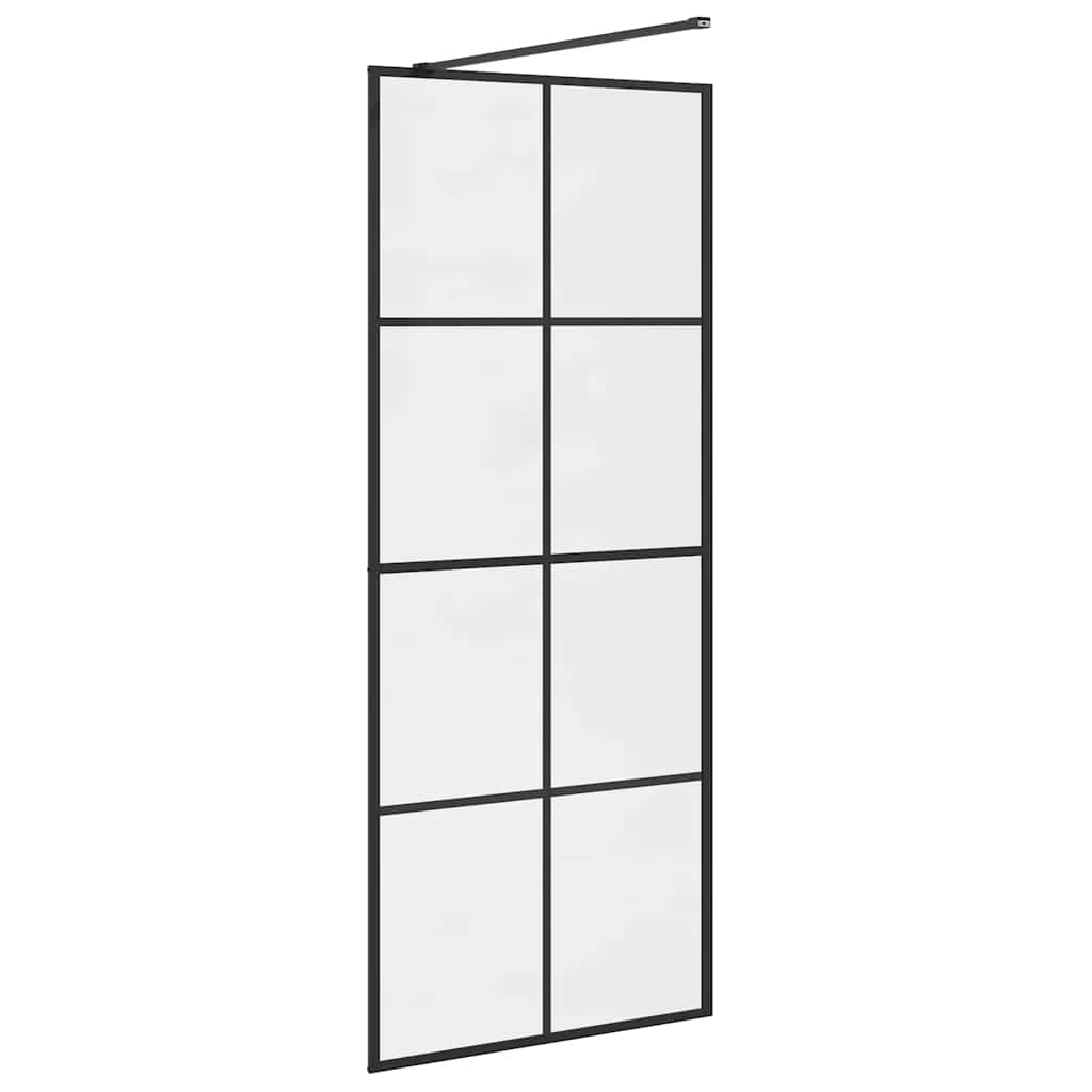 Pregrada za tuširanje s prozirnim staklom ESG 80 x 195 cm crna