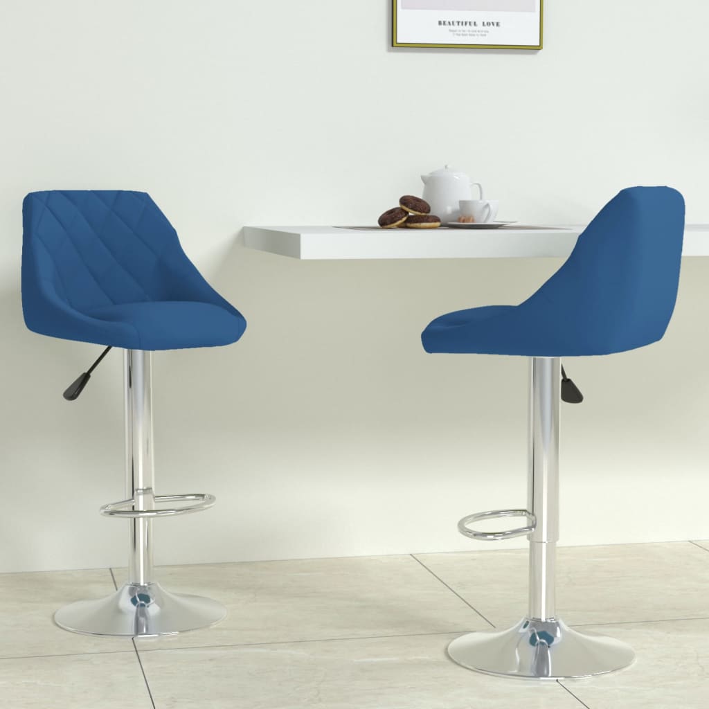 Barski stolci 2 kom plavi baršunasti