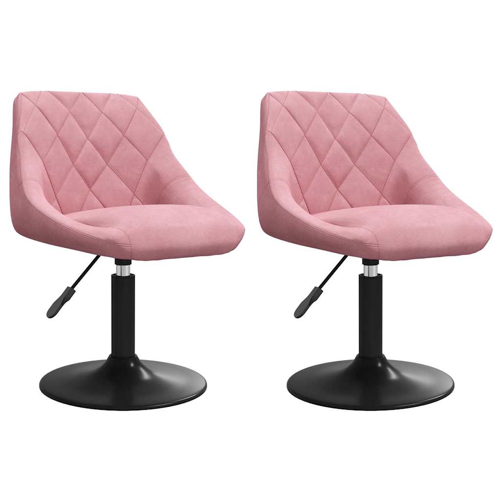 Okretne blagovaonske stolice 2 kom ružičaste baršunaste