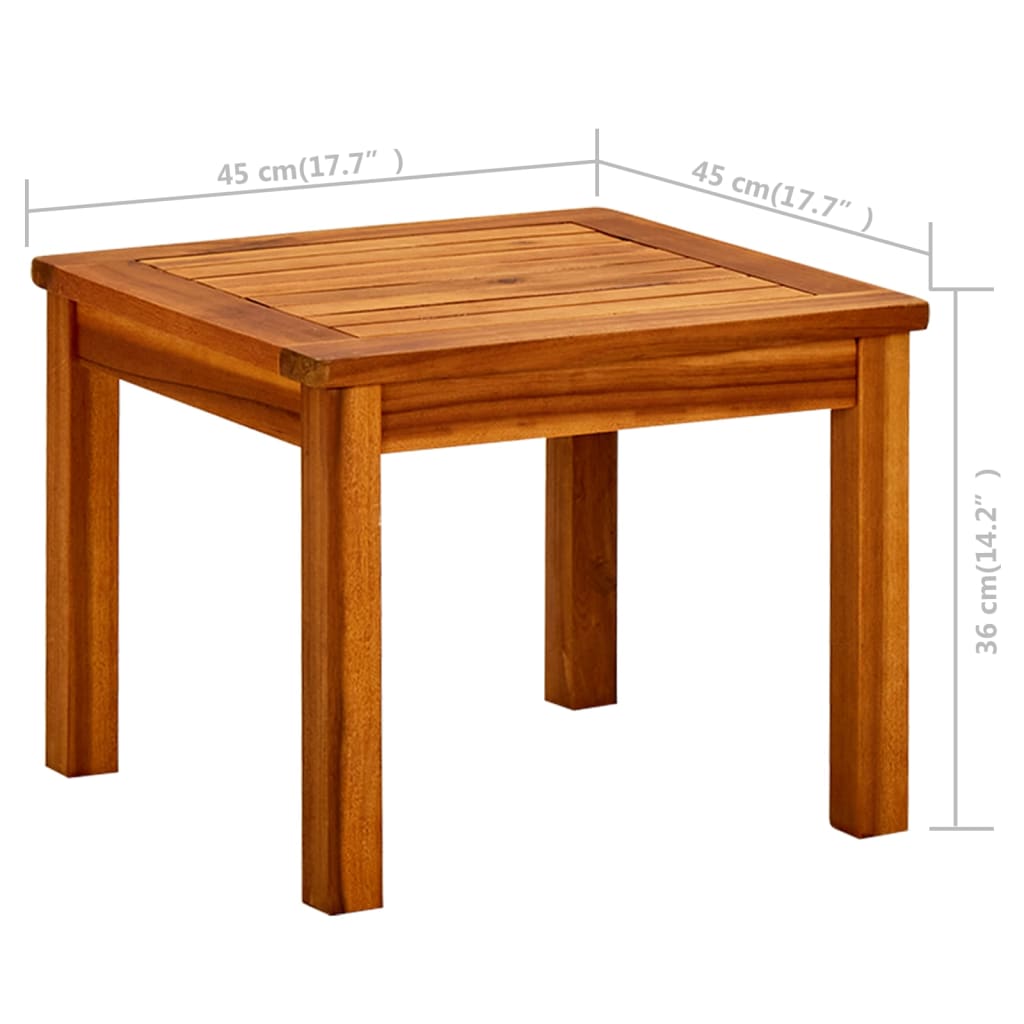 Vrtni stolić za kavu 45 x 45 x 36 cm masivno bagremovo drvo